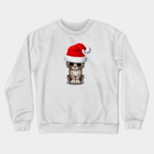 Baby Kitten Wearing a Santa Hat Crewneck Sweatshirt